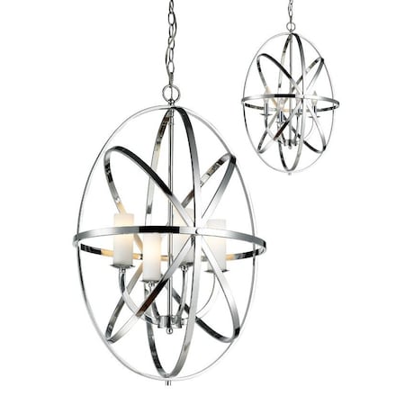 Z-Lite Aranya 4 Light Pendant, Chrome & Matte Opal 6027-4L-CH